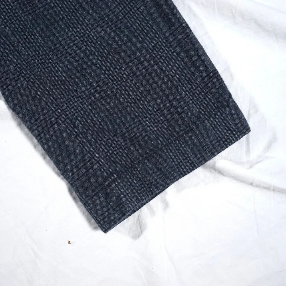 J.Crew Stretch 484 Slim Pants Navy Blue Glen Plaid 31x32